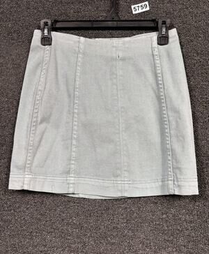 Newbury Kustom Pencil Mini Skirt Womens Size S Green Denim Stretchy Back Zipper